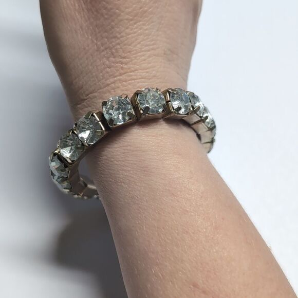 364 Chunky Gold Crystal Rhinestones Stretch Bracelet‎ - Picture 2 of 4